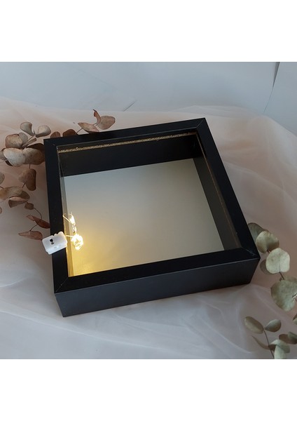 ledli 25X25 cm Verda Anı Çerçevesi-6 cm Derinlikli Anı Çerçevesi Gül Kutusu! Siyah modelleri