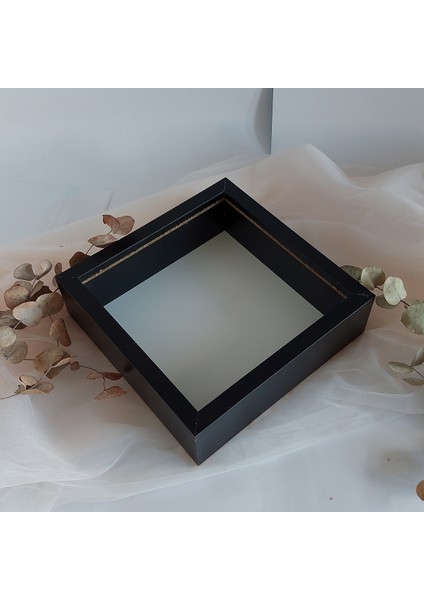 25X25 cm Verda Anı Çerçevesi-6 cm Derinlikli Anı Çerçevesi Gül Kutusu! Siyah