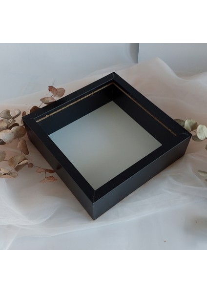 25X25 cm Verda Anı Çerçevesi-6 cm Derinlikli Anı Çerçevesi Gül Kutusu! Siyah