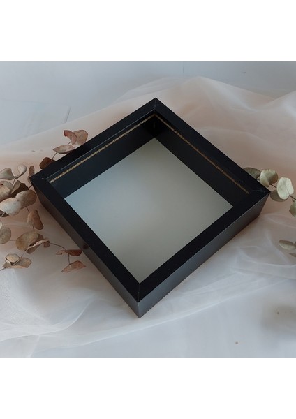 25X25 cm Verda Anı Çerçevesi-6 cm Derinlikli Anı Çerçevesi Gül Kutusu! Siyah