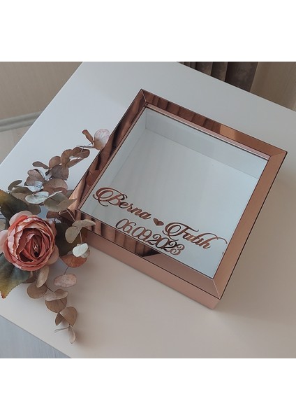 isimli 25X25 cm Verda Anı Çerçevesi-6 cm Derinlikli Anı Çerçevesi Gül Kutusu! Rose