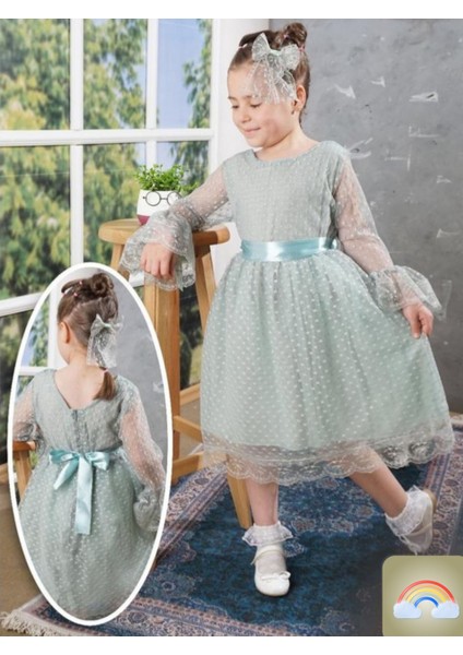 Konfix Kids Kız Çocuk Abiye Tül Elbise - Kız Çocuk Mezuniyet Elbisesi 6-13 Yaş