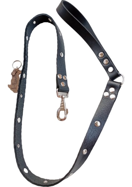 Köpek gezdirme tasması hakiki deri siyah metal zımbalı kalınlık:4mm genişlik:2,5cm uzunluk:120cm dog leash B1-1