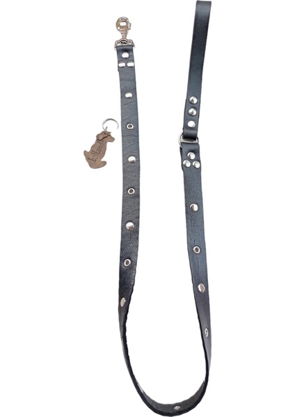 Köpek gezdirme tasması hakiki deri siyah metal zımbalı kalınlık:4mm genişlik:2,5cm uzunluk:120cm dog leash B1-1