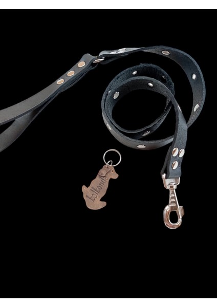 Köpek gezdirme tasması hakiki deri siyah metal zımbalı kalınlık:4mm genişlik:2,5cm uzunluk:120cm dog leash B1-1