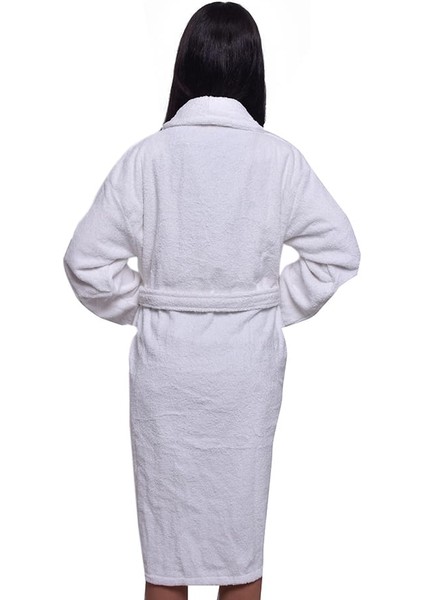 Beyaz Şal Yaka Havlu Bornoz modelleri