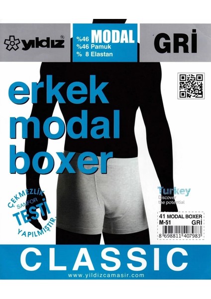 Erkek Modal Likralı Boxer 37/42 - 3 Adet modelleri