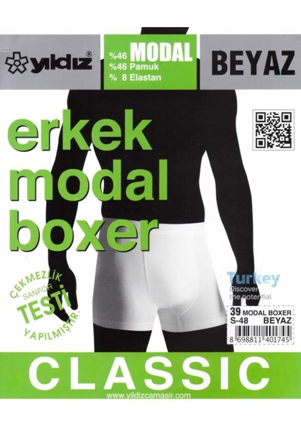 Erkek Modal Likralı Boxer 37/42 - 6 Adet