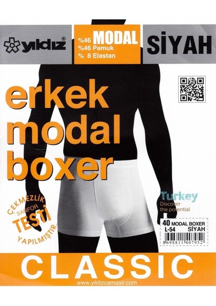 Erkek Modal Likralı Boxer 37/42 - 3 Adet