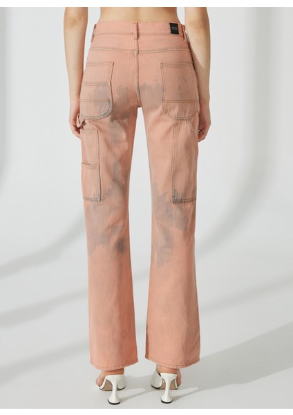Yüksek Bel Geniş Paça Rahat Tarçın Kadın Denim Pantolon DT10270 Carpenter Relaxed/rahat Fit