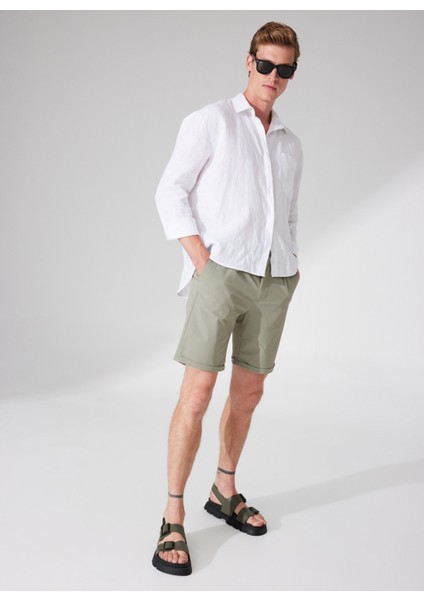 Normal Bel Slim Fit Yeşil Erkek Bermuda Şort A261JONP581TF121/T-