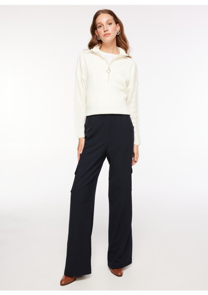 Düşük Bel Loose Fit Lacivert Kadın Pantolon F3WL-PNT21