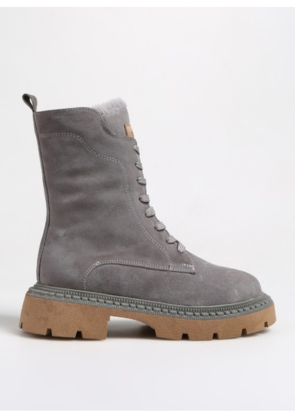Deri Gri Kadın Bot Rıppon