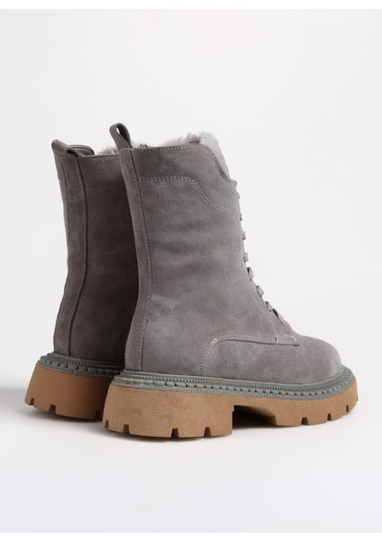 Deri Gri Kadın Bot Rıppon modelleri