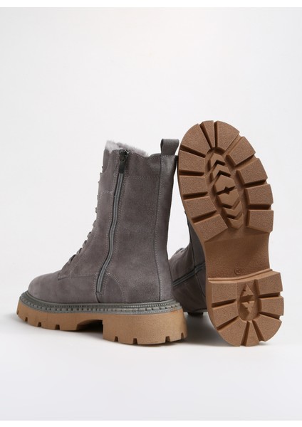 Deri Gri Kadın Bot Rıppon fırsatları