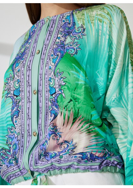 Bisiklet Yaka Desenli Mint Kadın Bluz 74PBL234 indirimleri