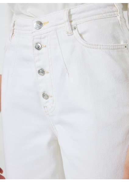 Yüksek Bel Normal Paça Standart Beyaz Kadın Denim Pantolon DT10361 Bali Ballo fırsatları
