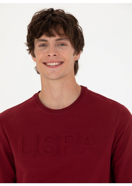 Bisiklet Yaka Bordo Erkek Sweatshirt JELLYSK023