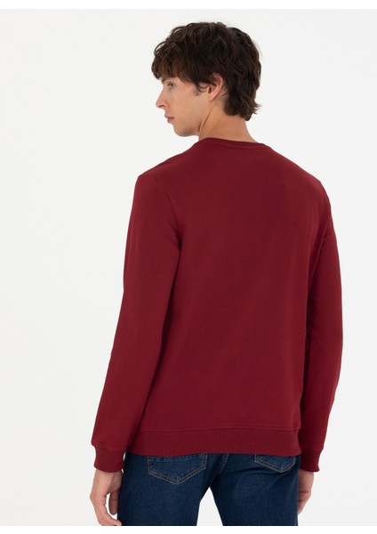 Bisiklet Yaka Bordo Erkek Sweatshirt JELLYSK023 indirimleri