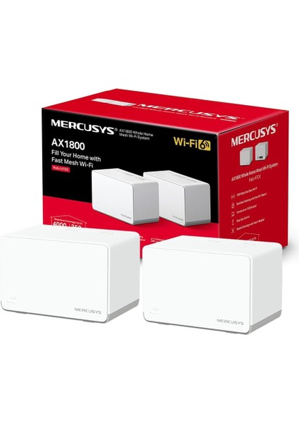 Mercusys H H70X(2-PACK), AX1800 Mbps Tüm Ev Mesh Wi-Fi 6 Sistemi