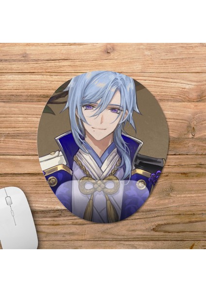 Kamisato Ayato - Genshin Impact Bilek Destekli Mousepad Model - 4 Oval