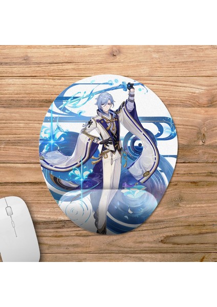 Kamisato Ayato - Genshin Impact Bilek Destekli Mousepad Model - 1 Oval