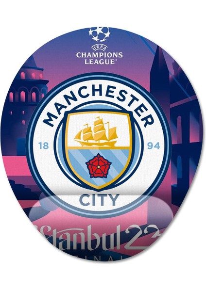 Manchester City - Inter / Şampiyonlar Ligi Finali / Istanbul 2023 Bilek Destekli Mousepad Model - 2 Oval