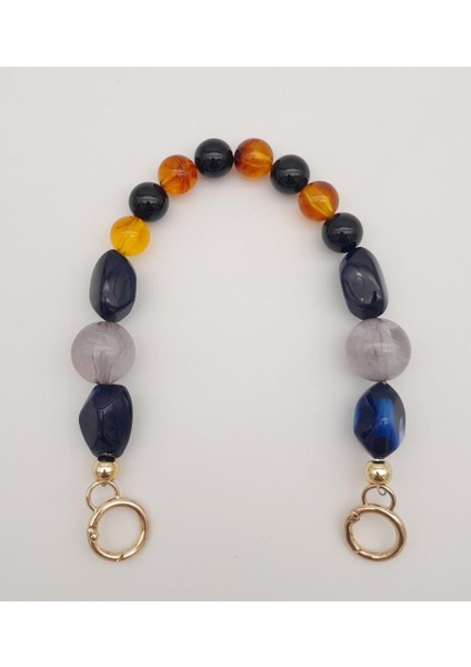 35 cm Yaylı Halkalı Renkli Incili Akrilik Zincir No: 2 Light Gold Metalli