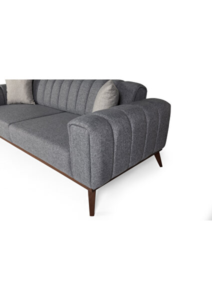 Perla Sofa Velar Yataklı Kanepe Keten Açık Gri