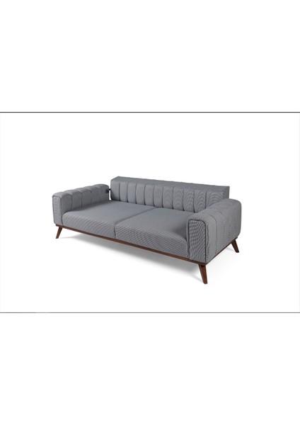 Perla Sofa Velar Yataklı Kanepe Keten Gri Kazayağı