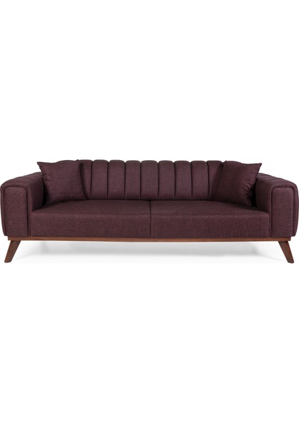 Perla Sofa Velar Yataklı Kanepe Keten Bordo Kazayağı