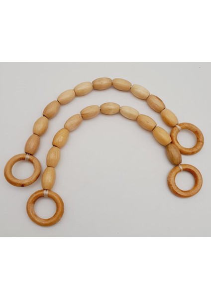 17 mm Oval Ahşap Boncuklu 40 cm Çanta Sapı