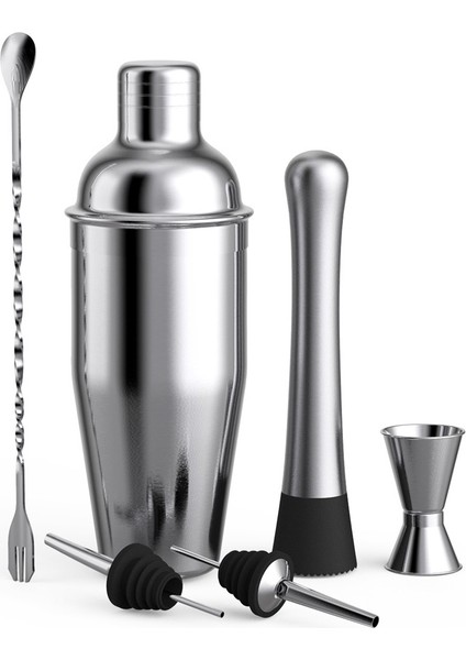 750ML 6'lı Paslanmaz Kokteyl Hazırlama Seti - Gümüş (Yurt Dışından)