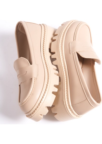 MB2010-N Kalın Taban Nude Kadın Kolej Loafer fırsatları