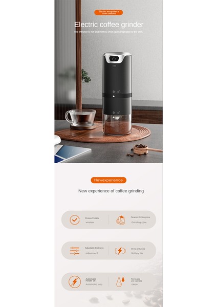 Kahve Değirmeni Elektrikli Espresso Kahve Çekirdeği Öğütücü Paslanmaz Çelik Otomatik Taşınabilir Şarj Edilebilir Kahve Değirmeni-Siyah (Yurt Dışından)