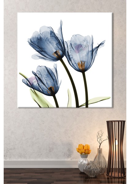 Mavi Lale Suluboya Efektli Kanvas Tablo fırsatları