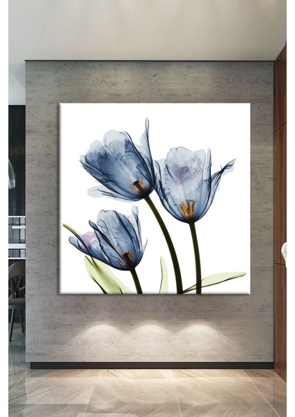 Mavi Lale Suluboya Efektli Kanvas Tablo indirimleri