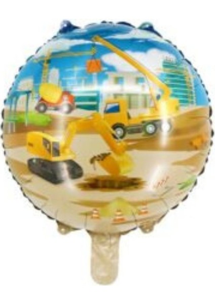 Inşaat Teması Iş Makineleri Folyo Balon