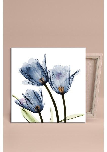 Mavi Lale Suluboya Efektli Kanvas Tablo fiyatları