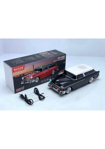WS-1955 Klasik Araba Usb-Tf-Fm Radyo Bluetooth Hoparlör Beyaz fiyatları