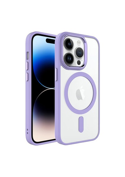 iPhone 14 Pro Kılıf Wireless Şarj Özellikli Krom Magsafe Silikon Kapak