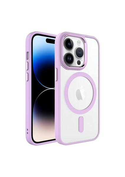 iPhone 14 Pro Kılıf Wireless Şarj Özellikli Krom Magsafe Silikon Kapak
