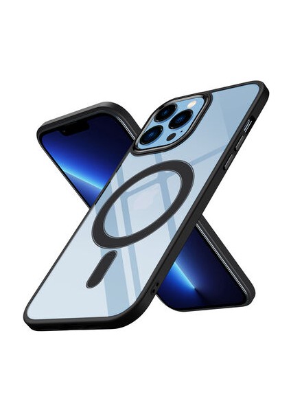 Apple iPhone 12 Pro Max Kılıf Wireless Şarj Özellikli Krom Magsafe Silikon Kapak