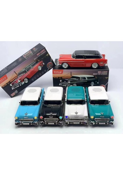 WS-1955 Klasik Araba Usb-Tf-Fm Radyo Bluetooth Hoparlör Beyaz fırsatları