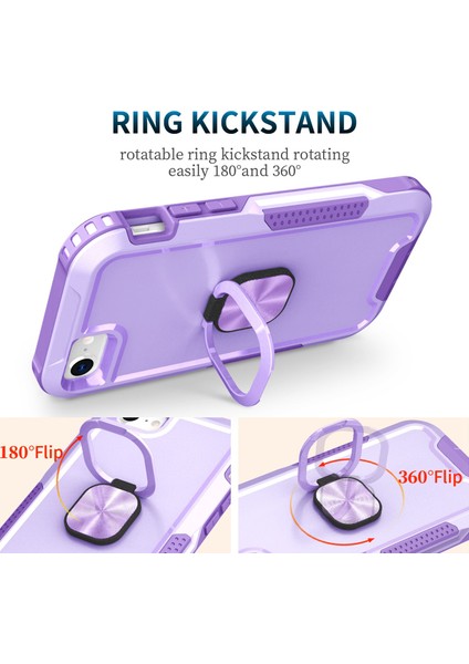 Apple iPhone Se Se Roltable Cıng Stıon Standstand Drapshoof Pc+Silikon 3-1 Arada Hibrit Telefon Kılıfı Koruyucu Arka Kapak (Yurt Dışından)