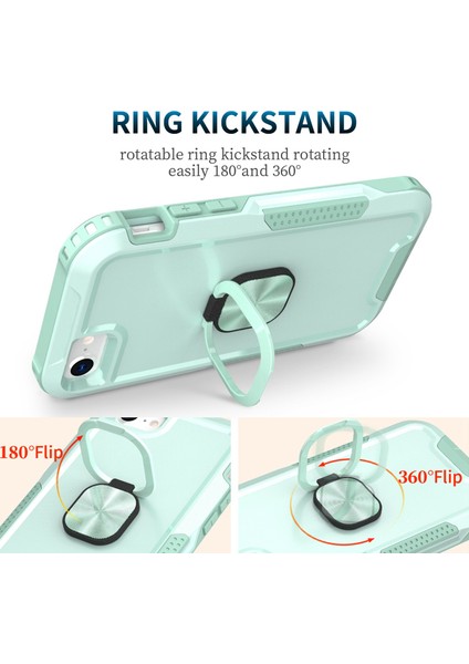 Apple iPhone Se Se Roltable Cıng Stıon Standstand Drapshoof Pc+Silikon 3-1 Arada Hibrit Telefon Kılıfı Koruyucu Arka Kapak (Yurt Dışından)