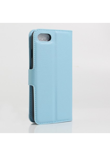 Litchi Grain Deri Cüzdan Kılıfı Flip Folio Stand Koruyucu Kapak Apple iPhone Se 2. Gen-Blue (Yurt Dışından) modelleri