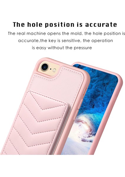 Apple iPhone 6/6s Kart Tutucu Için Kickstand Vaka Dalga Dikiş Dokusu Tpu+Pu Deri Telefon Kapak Pembe (Yurt Dışından)