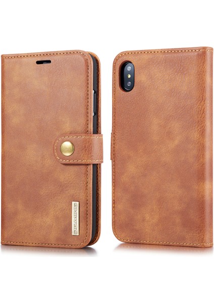 Apple iPhone Xs Için Kapak Maksimum Sökülebilir 2'si Bölünmüş Deri Cüzdan Kabuğu+Pc Arka Kahverengi (Yurt Dışından)