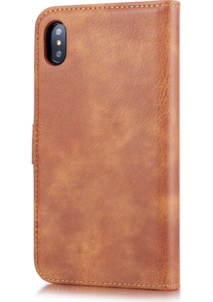 Apple iPhone Xs Için Kapak Maksimum Sökülebilir 2'si Bölünmüş Deri Cüzdan Kabuğu+Pc Arka Kahverengi (Yurt Dışından)